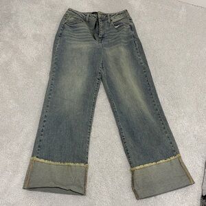 Fashion Nova Distressed Wide Leg Jeans - Blue